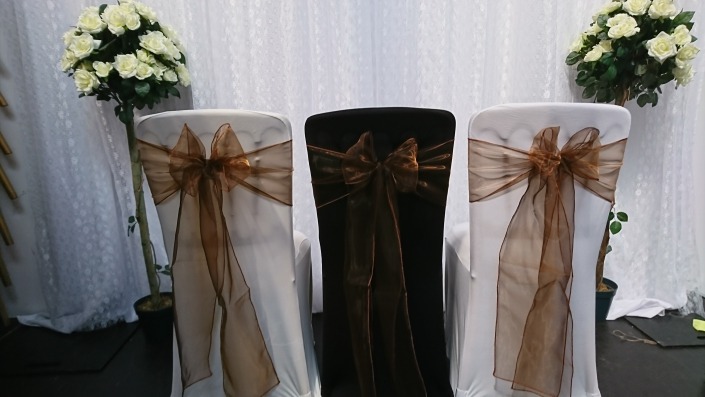 Brown organza sash