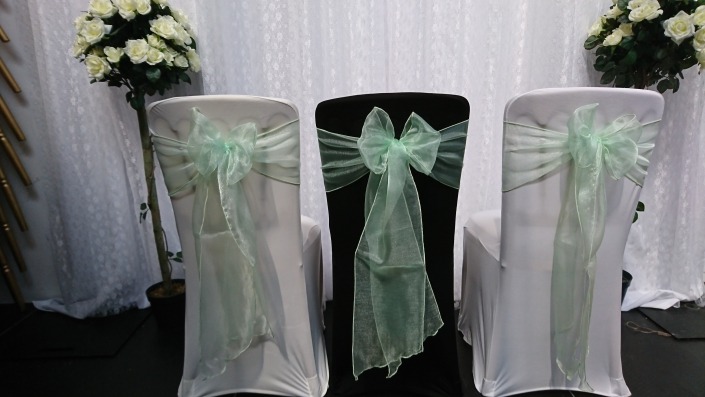 Pale Green, Spearmint Sash Organza